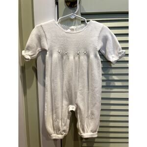 Vintage Baby's Trousseau Boutique Sweater Romper 9MO White Christening Photo